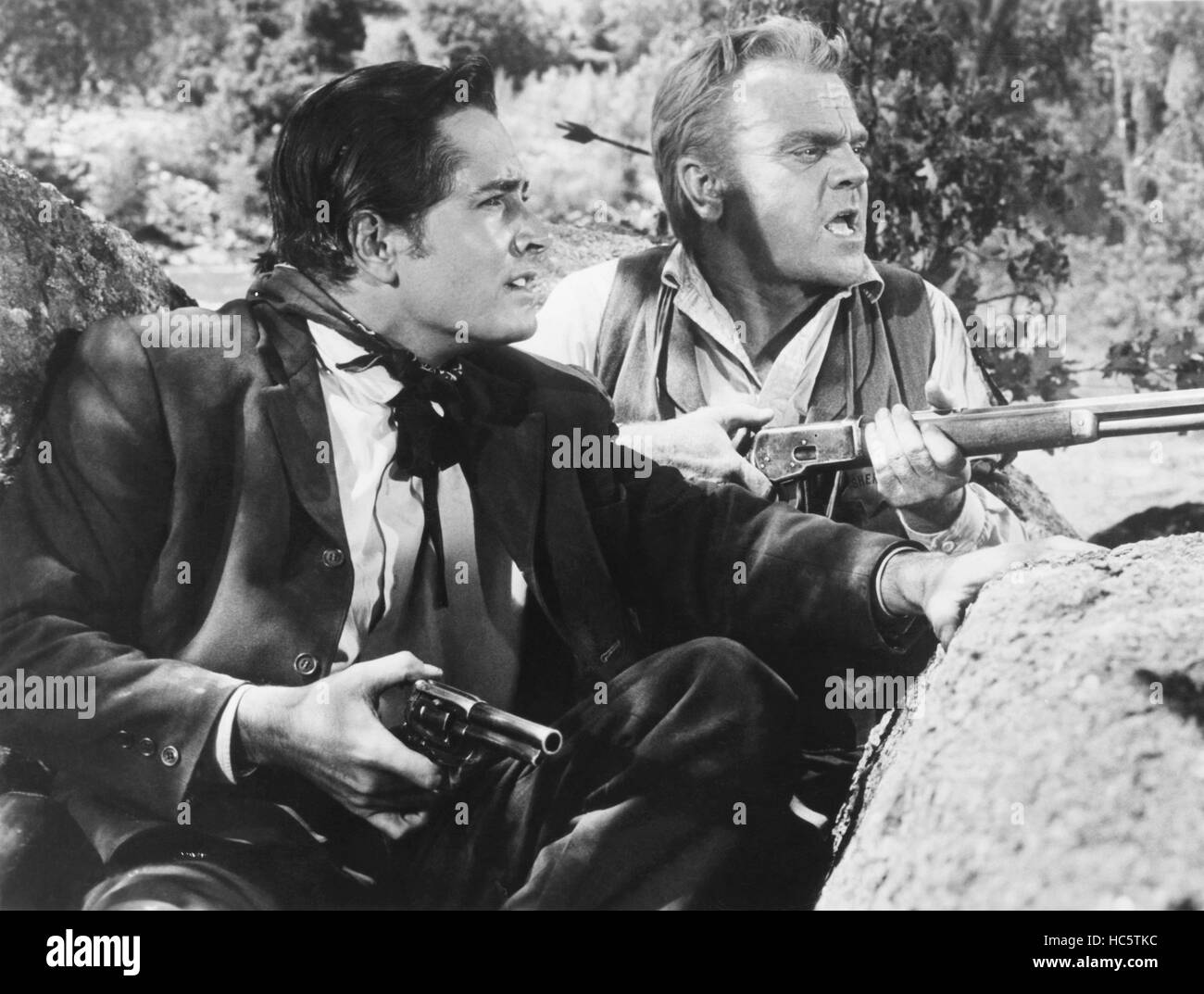 RUN FOR COVER, from left: John Derek, James Cagney, 1955 Stock Photo ...