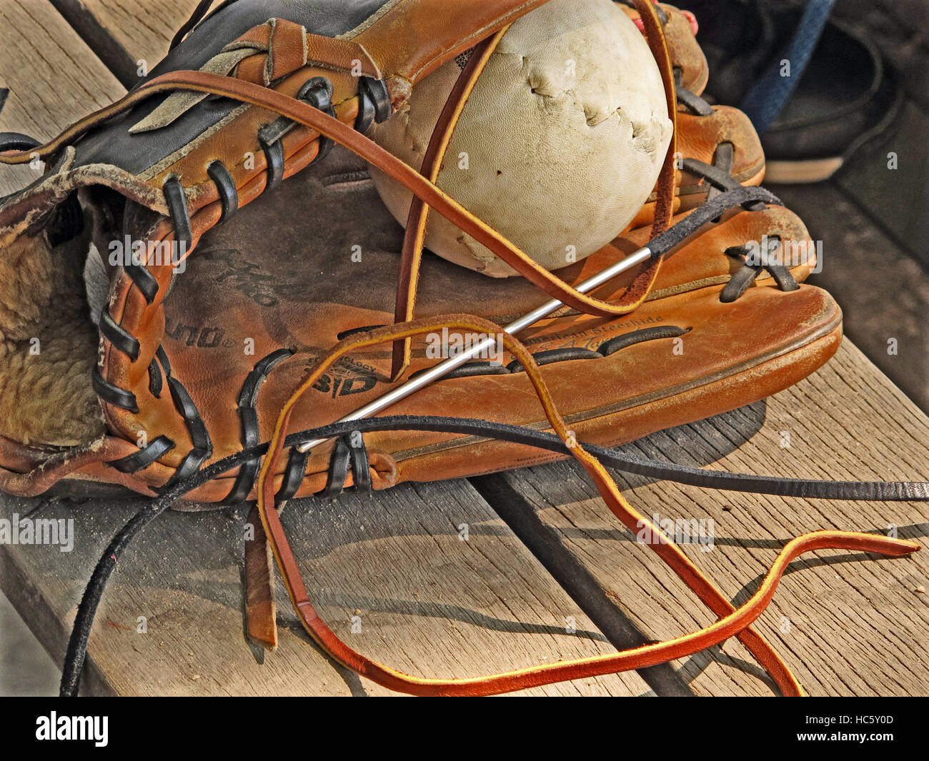 Baseball Glove Restrung Stock Photo Alamy