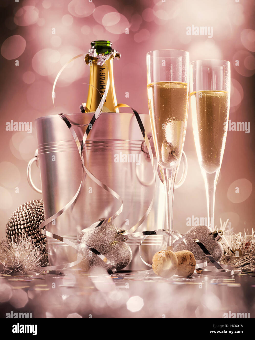 Champagne Bottle And Glass Wallpaper