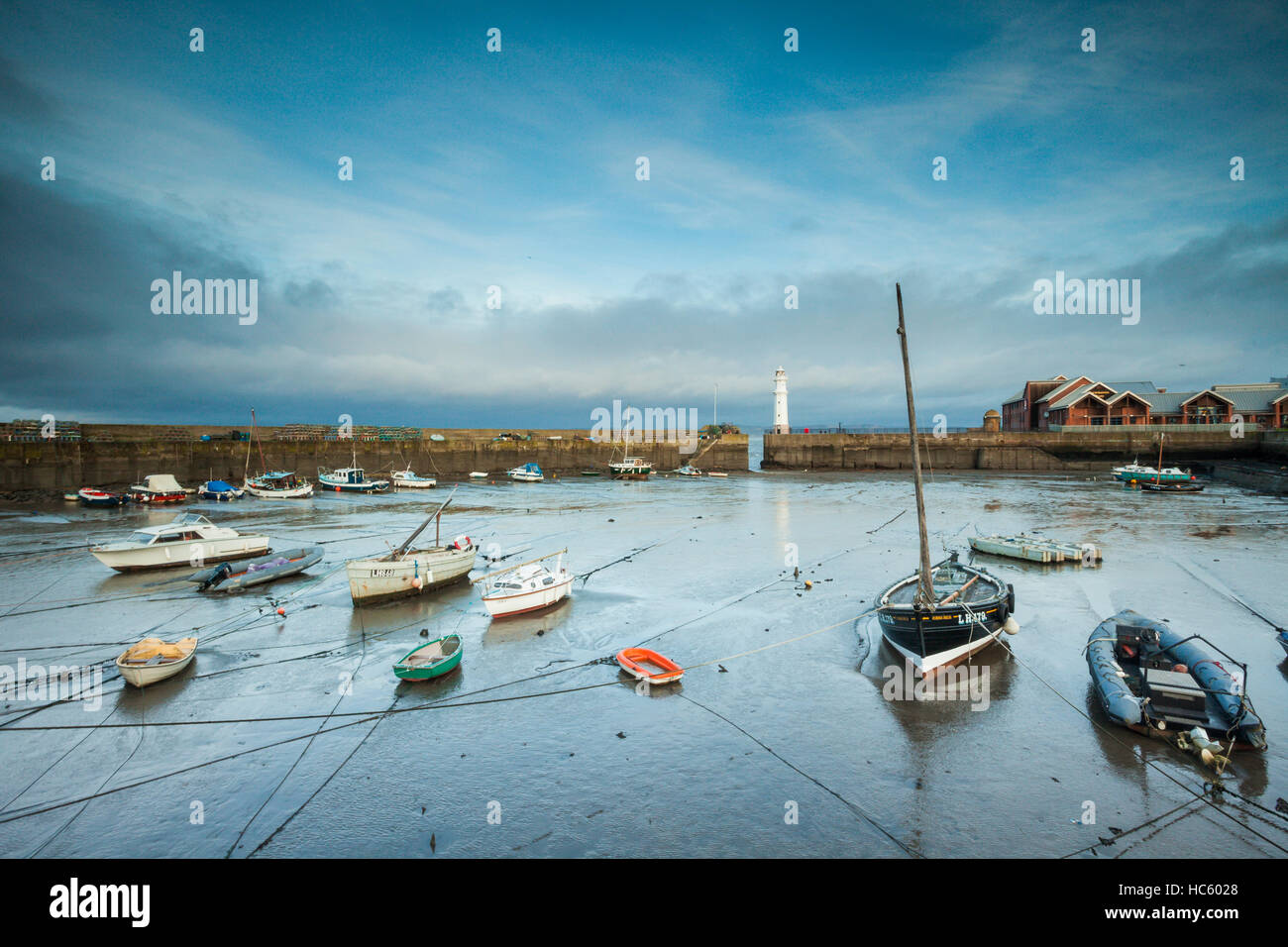 Stormy morning at Newhaven Harbour, Edinburgh, Scotland. Stock Photo