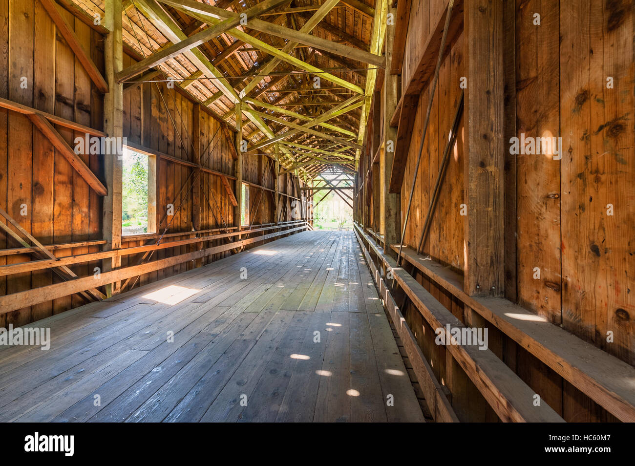 Interior of a Covered Bridge in Felton CA Stock Photo
