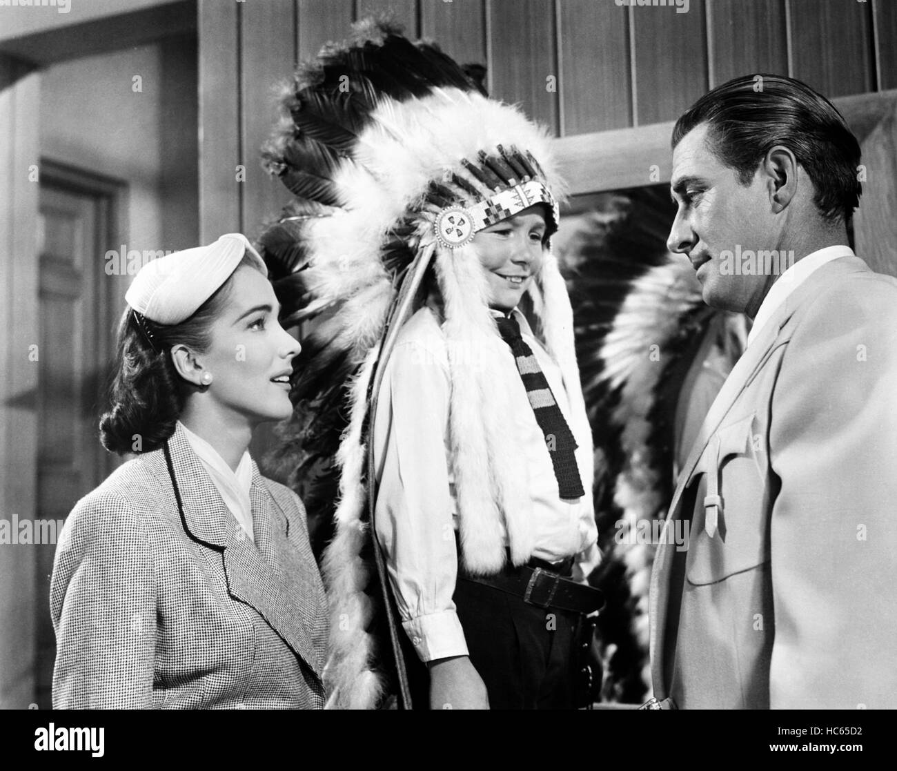 SLIM CARTER, from left Julie Adams, Tim Hovey, Jock Mahoney, 1957