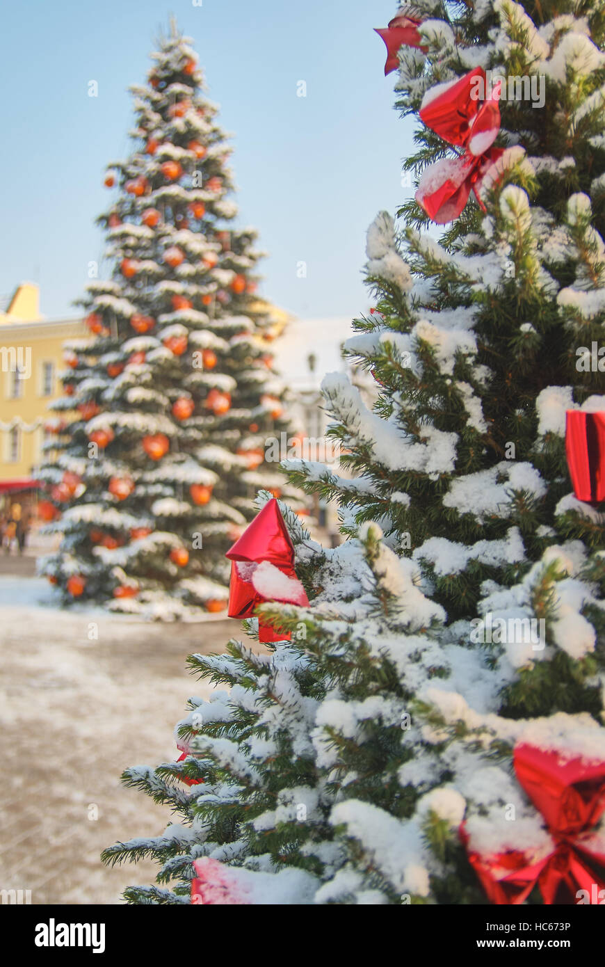 Christmas time elements and atmosphere in Rybnik, Poland Stock Photo