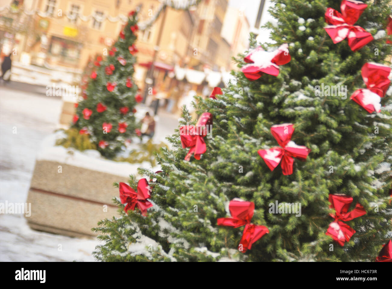 Christmas time elements and atmosphere in Rybnik, Poland Stock Photo