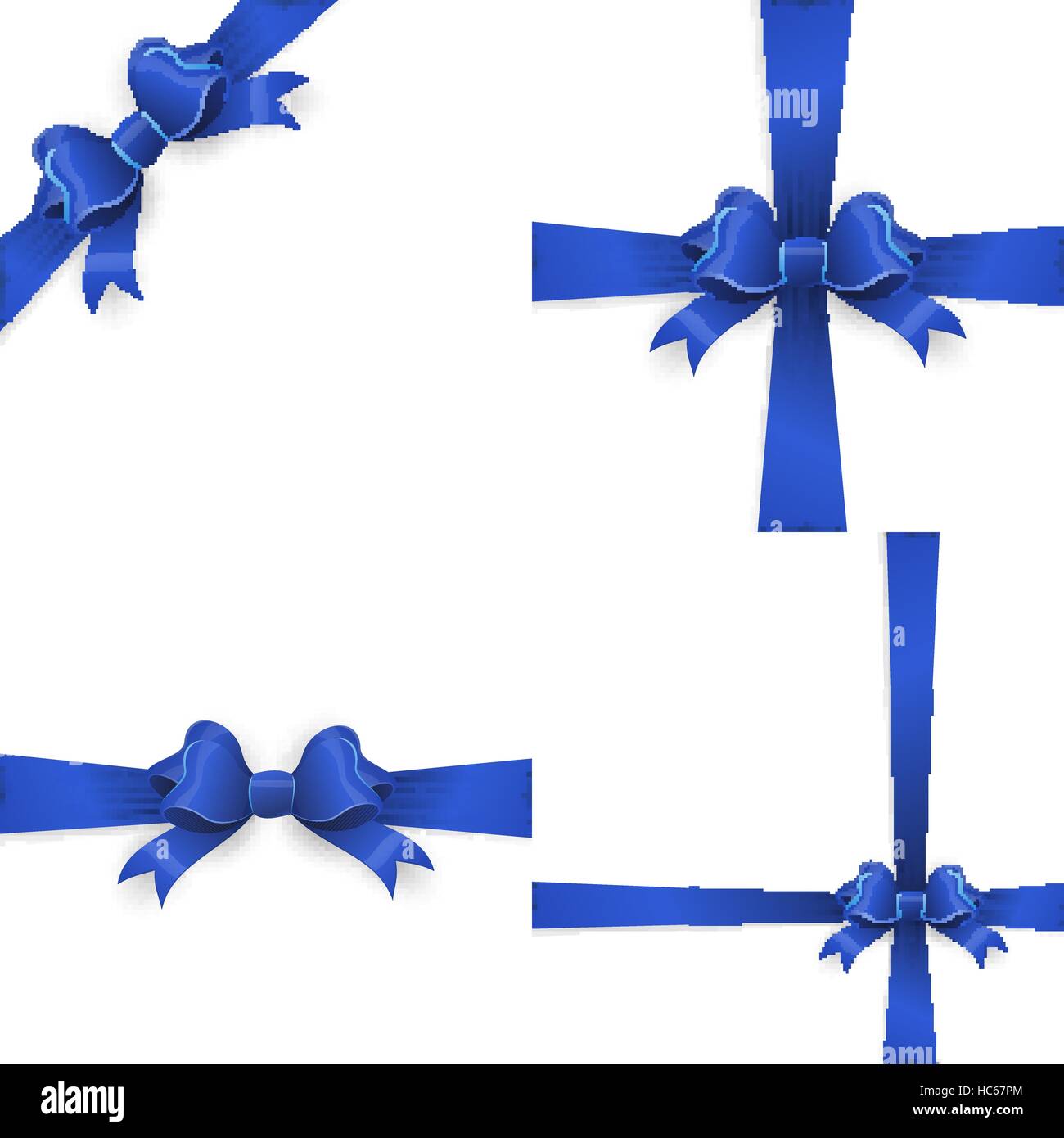 Ribbon with blue bow on a white background. EPS 10 Stock Vector Image