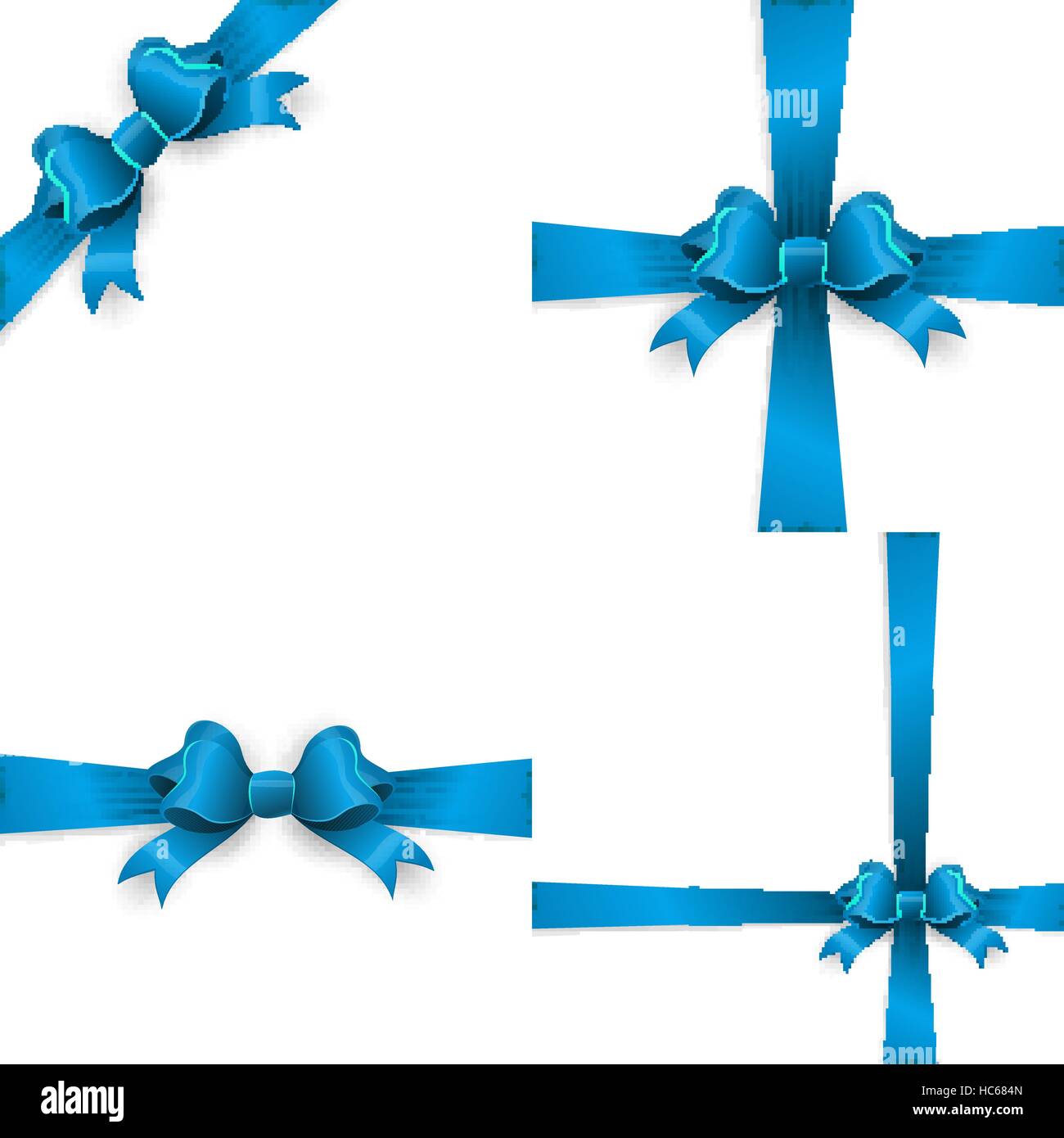 Set of blue bows isolated on white. EPS 10 Stock Vector
