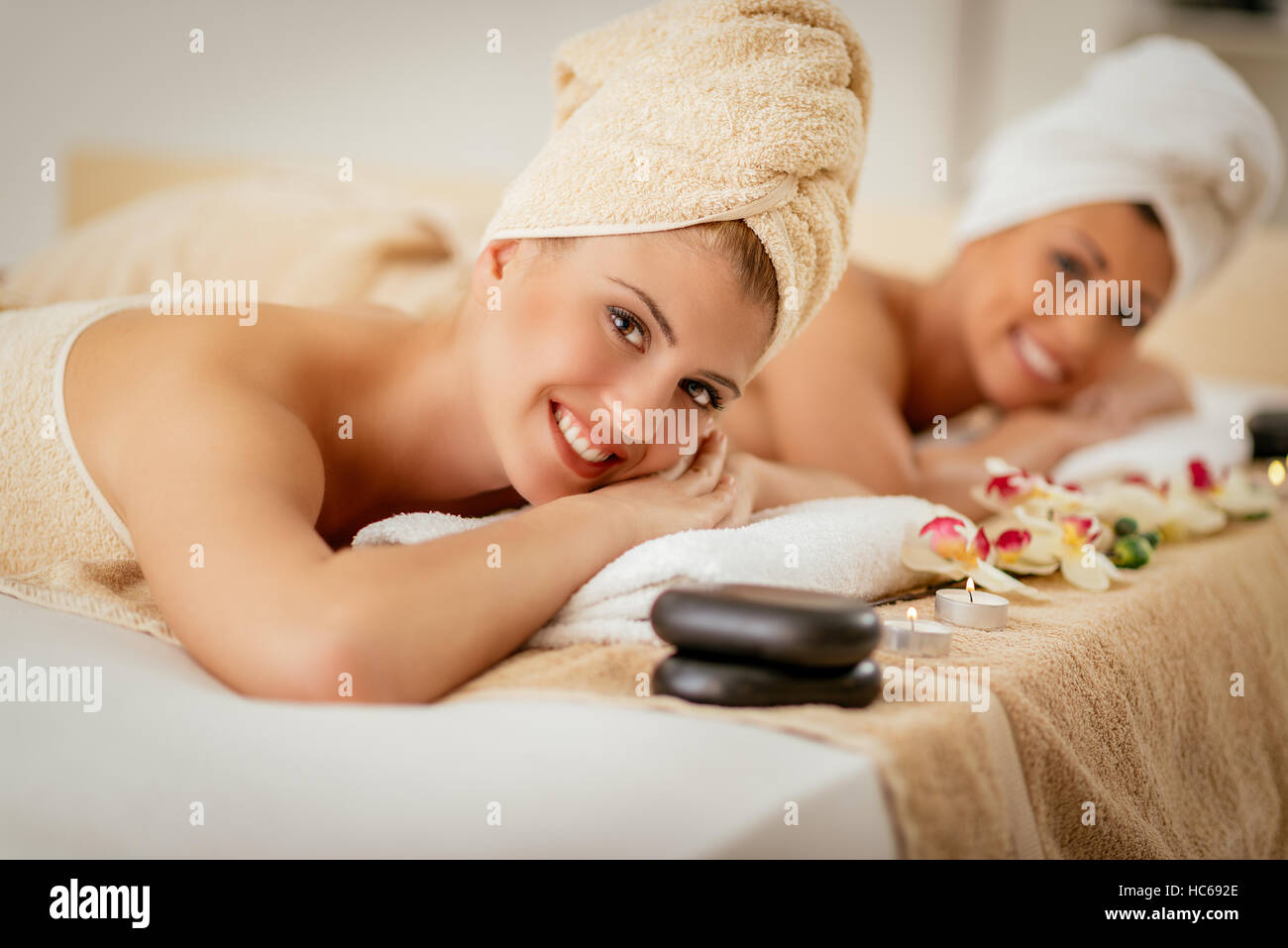Two Girls In The Spa Centre Stock Photo