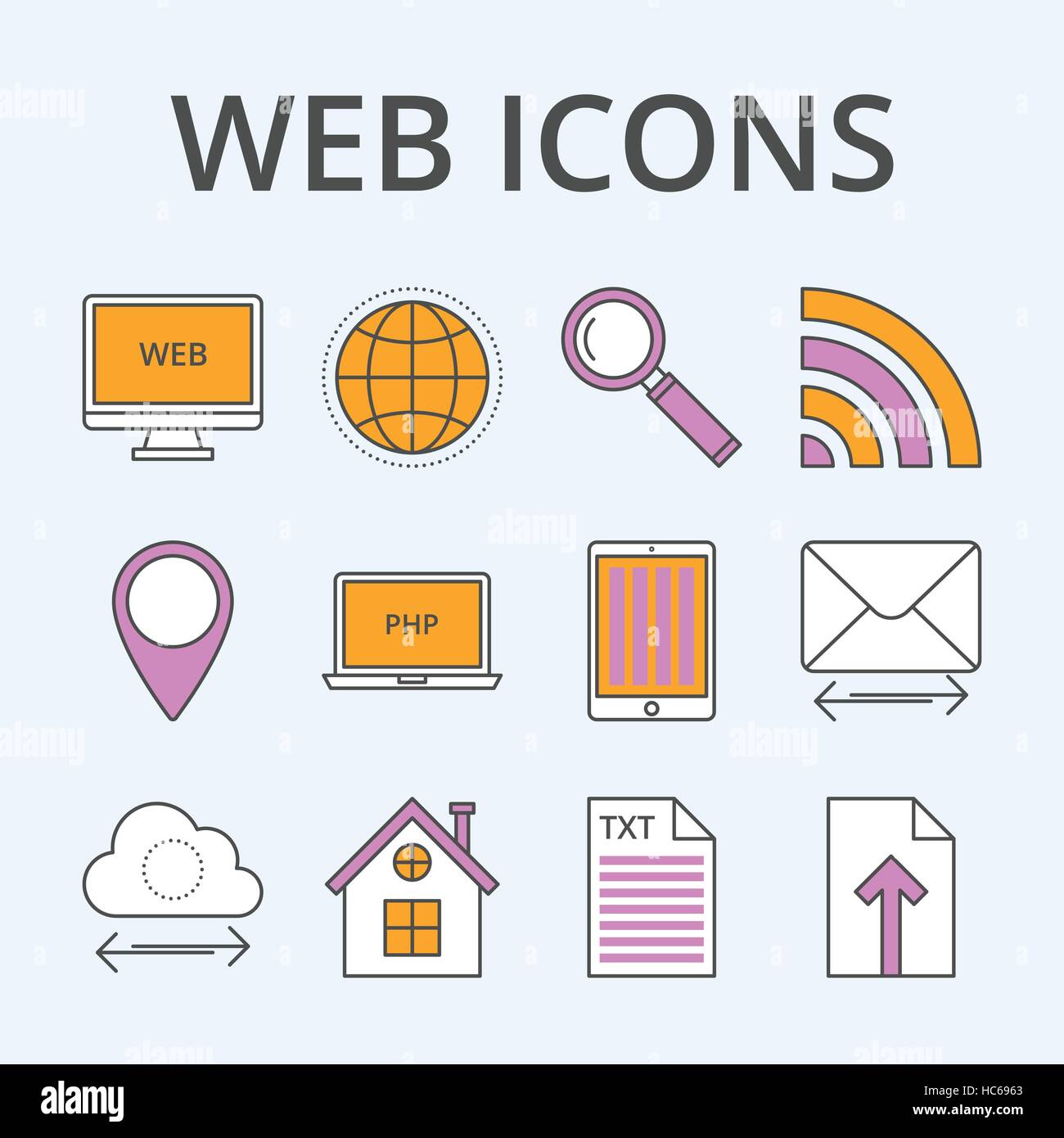Vector illustration of a set linear icons Stock Vector Image & Art - Alamy