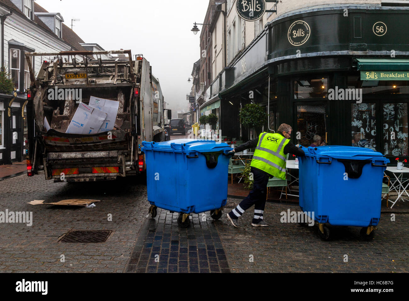 Waste Collection In Lewes, Sussex, UK Stock Photo