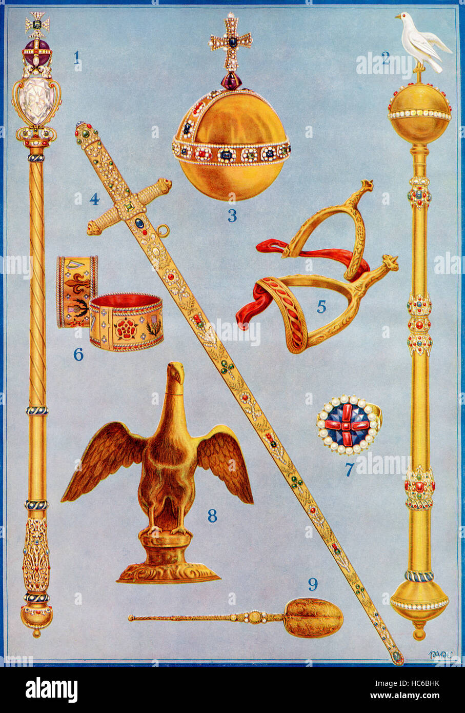 The Crown Jewels. 1. The King's Sceptre with the Cross. 2. The Sceptre