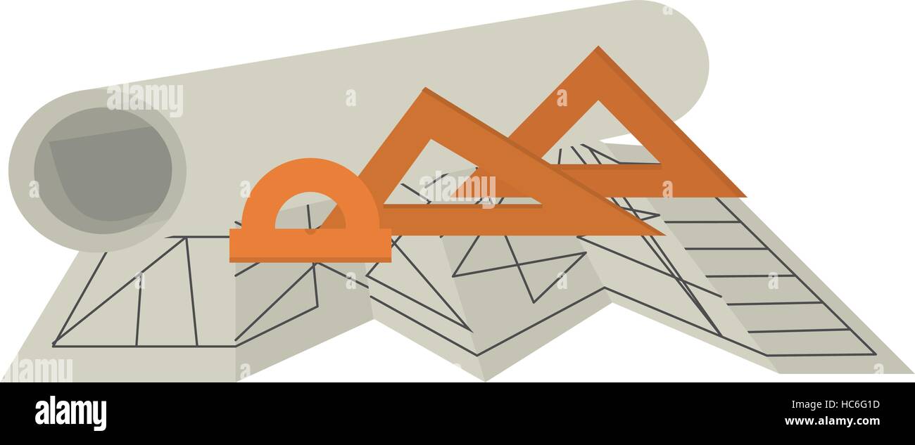 Isolated plans and ruler of construction design Stock Vector Image ...