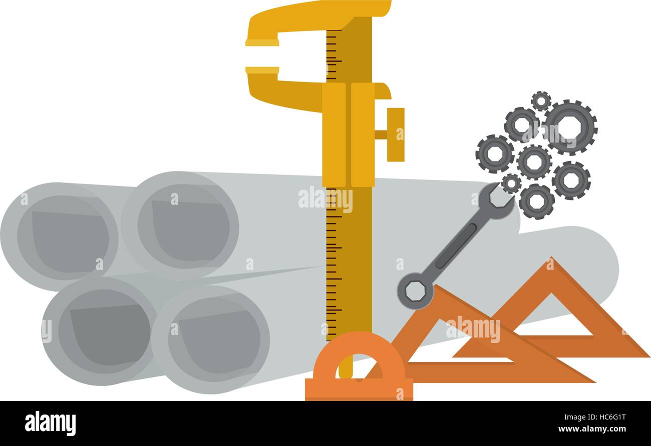 Isolated plans and ruler of construction design Stock Vector Image ...