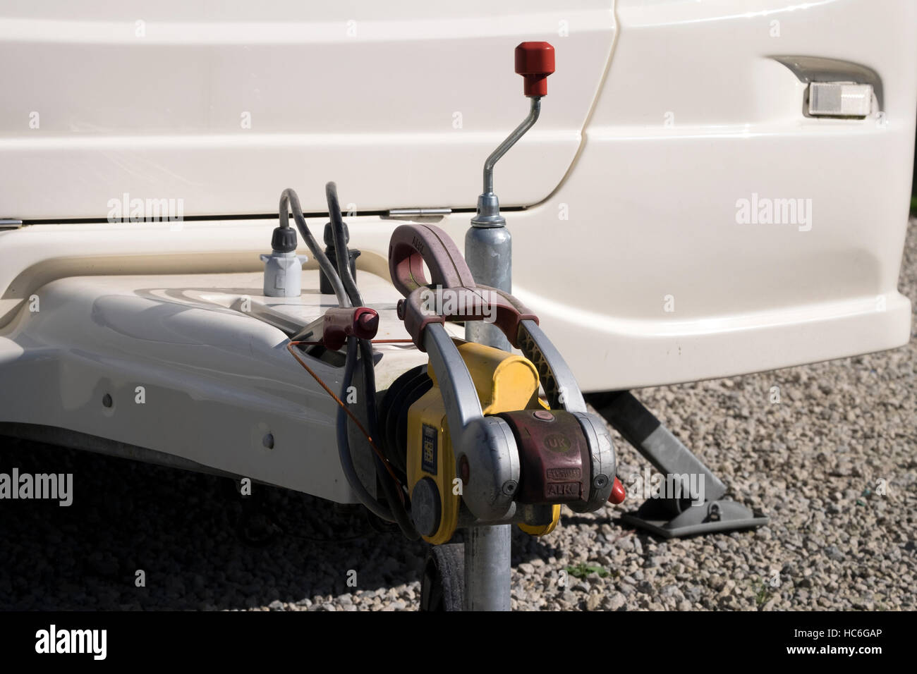 Caravan Hitch and Jockey Stock Photo Alamy