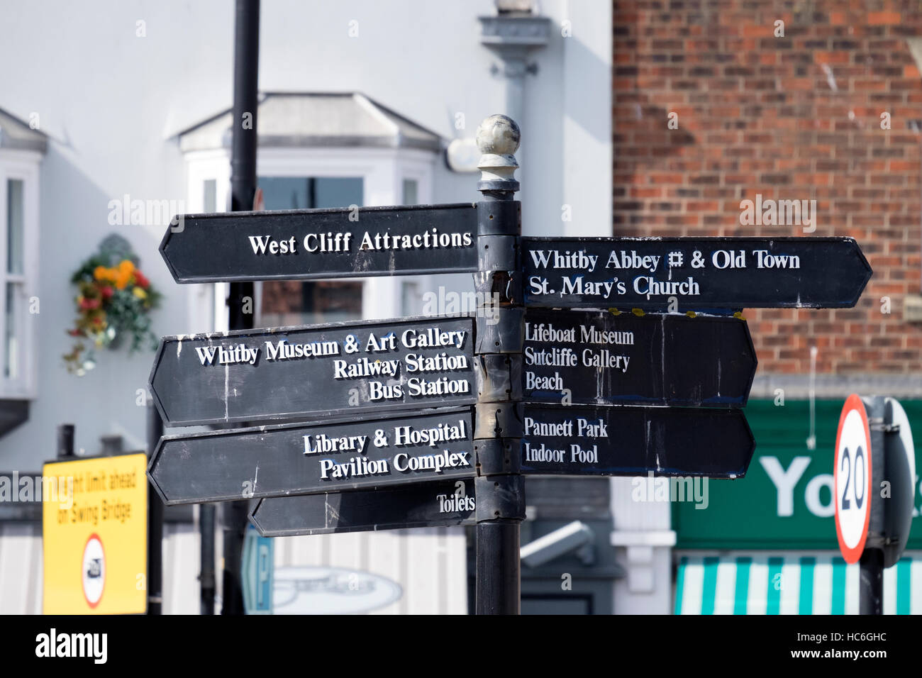 Whitby directions sign Stock Photo