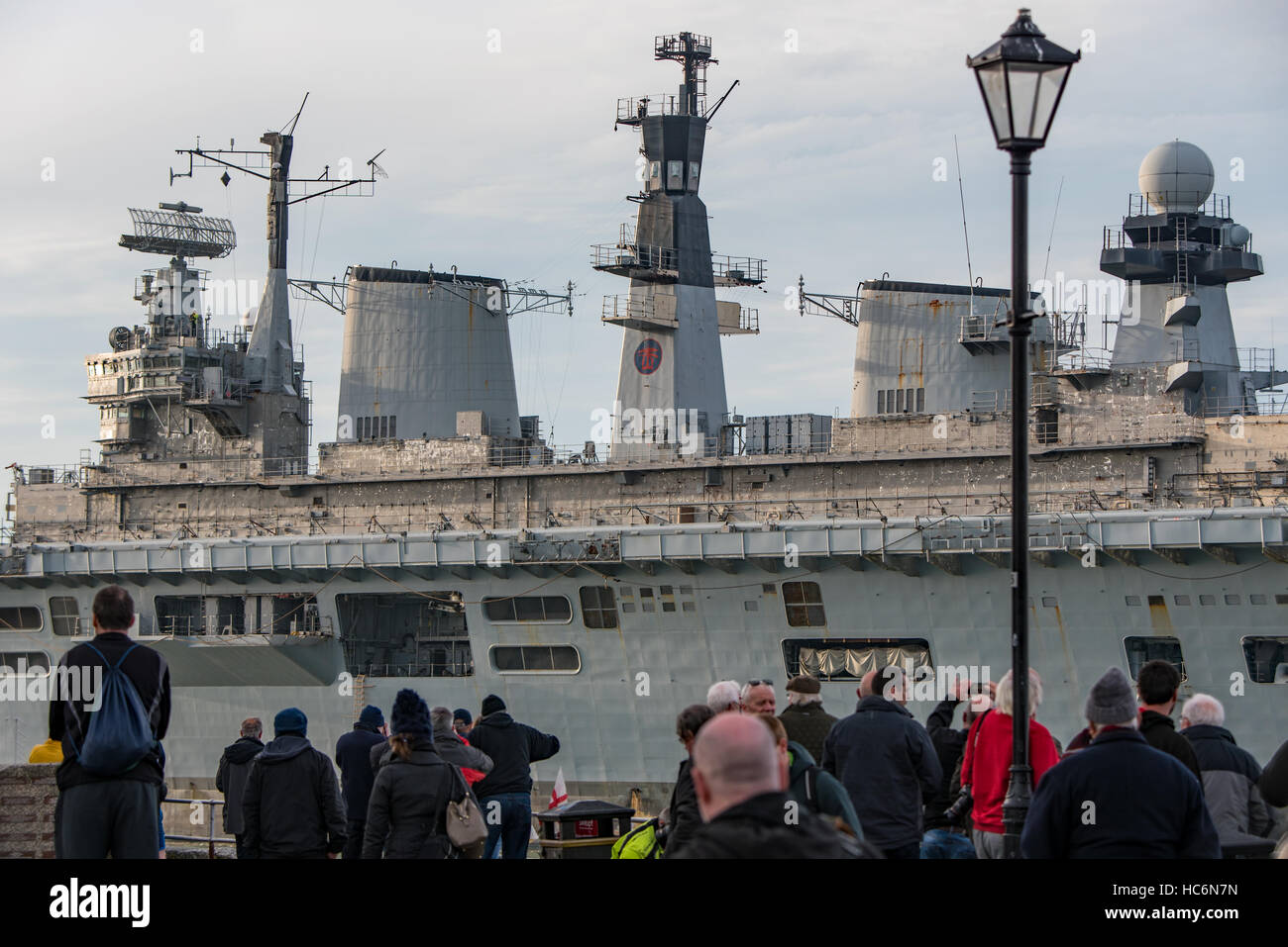 Final farewell to Illustrious at Portsmouth, UK on the 7th December 2016. Stock Photo