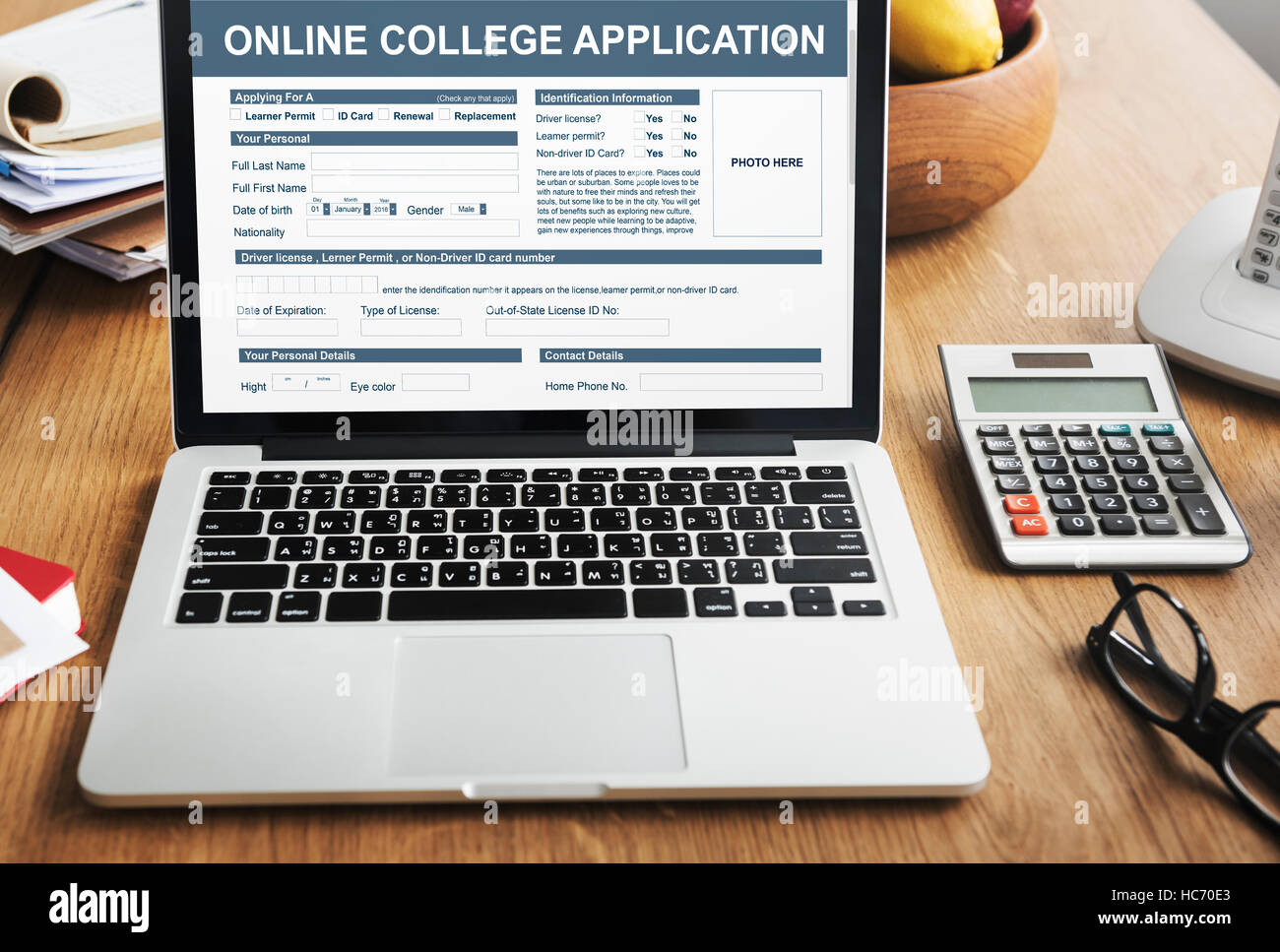 Online Collage Application Document Form Concept Stock Photo - Alamy