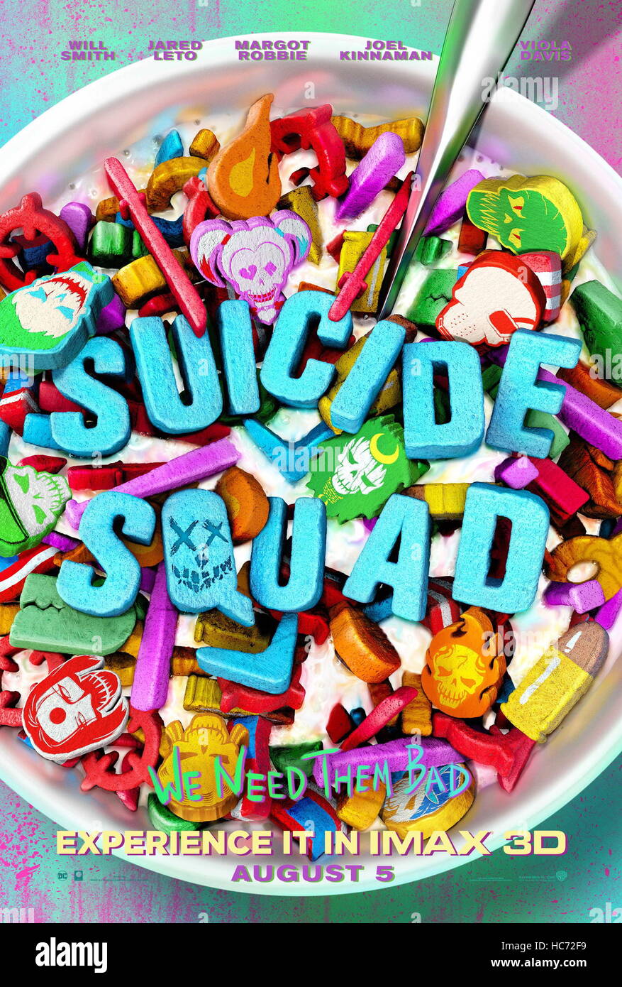 RELEASE DATE: August 5, 2016 TITLE: Suicide Squad STUDIO: Atlas Entertainment DIRECTOR: David Ayer PLOT: A secret government agency recruits imprisoned supervillains to execute dangerous black ops missions in exchange for clemency POSTER ART (Credit Image: c Atlas Entertainment/Entertainment Pictures/) Stock Photo