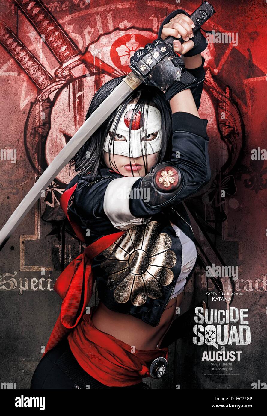 RELEASE DATE: August 5, 2016 TITLE: Suicide Squad STUDIO: Atlas Entertainment DIRECTOR: David Ayer PLOT: A secret government agency recruits imprisoned supervillains to execute dangerous black ops missions in exchange for clemency STARRING: Karen Fukuhara as Katana poster (Credit Image: c Atlas Entertainment/Entertainment Pictures/) Stock Photo