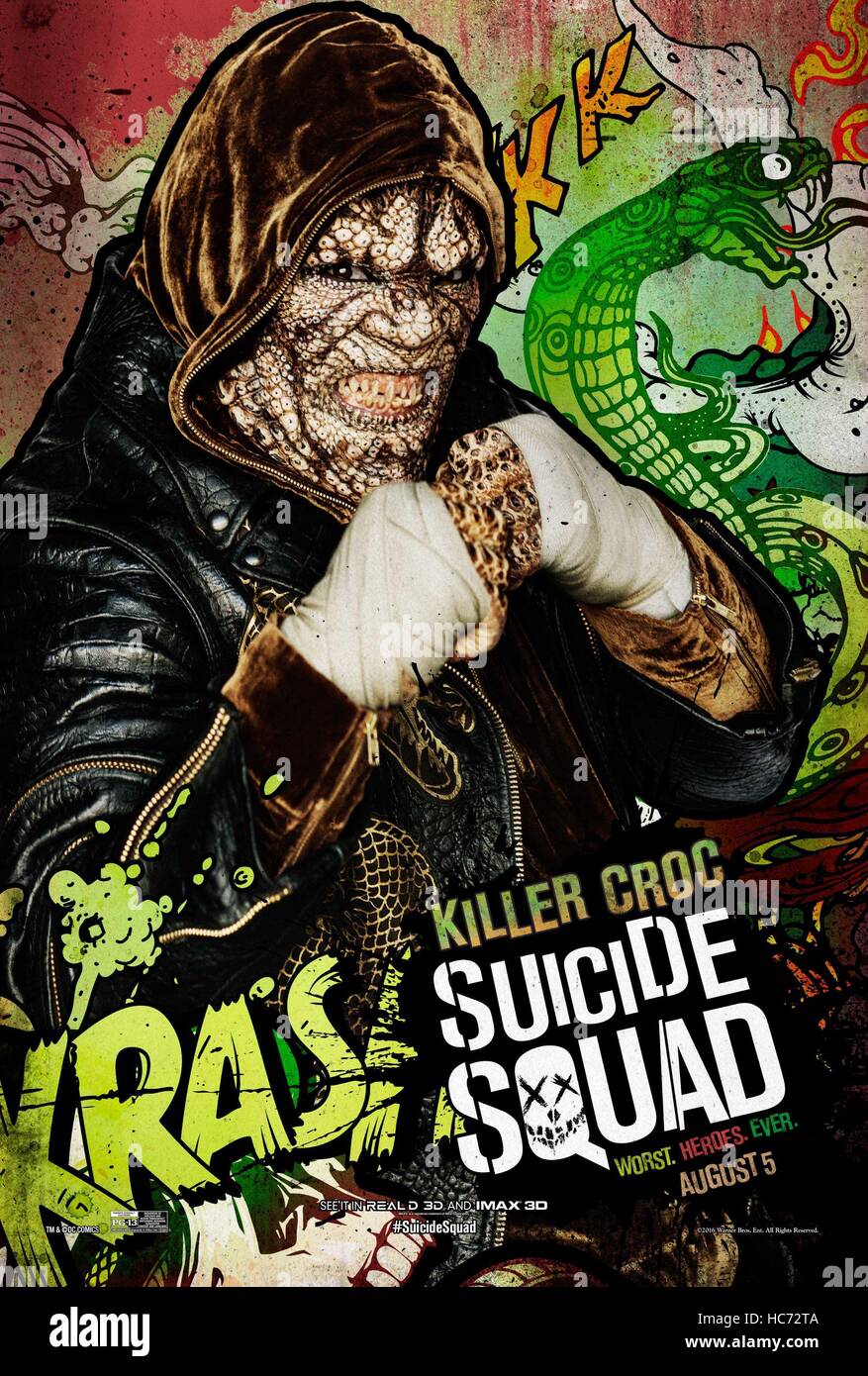 RELEASE DATE: August 5, 2016 TITLE: Suicide Squad STUDIO: Atlas Entertainment DIRECTOR: David Ayer PLOT: A secret government agency recruits imprisoned supervillains to execute dangerous black ops missions in exchange for clemency STARRING: Dewale Akinnuoye-Agbaje as Killer Croc poster (Credit Image: c Atlas Entertainment/Entertainment Pictures/) Stock Photo