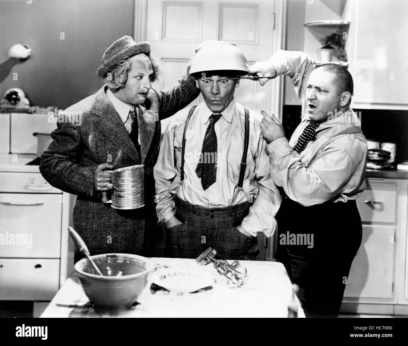 SOCKABYE BABY, from left, Larry Fine, Moe Howard, Curly Howard,