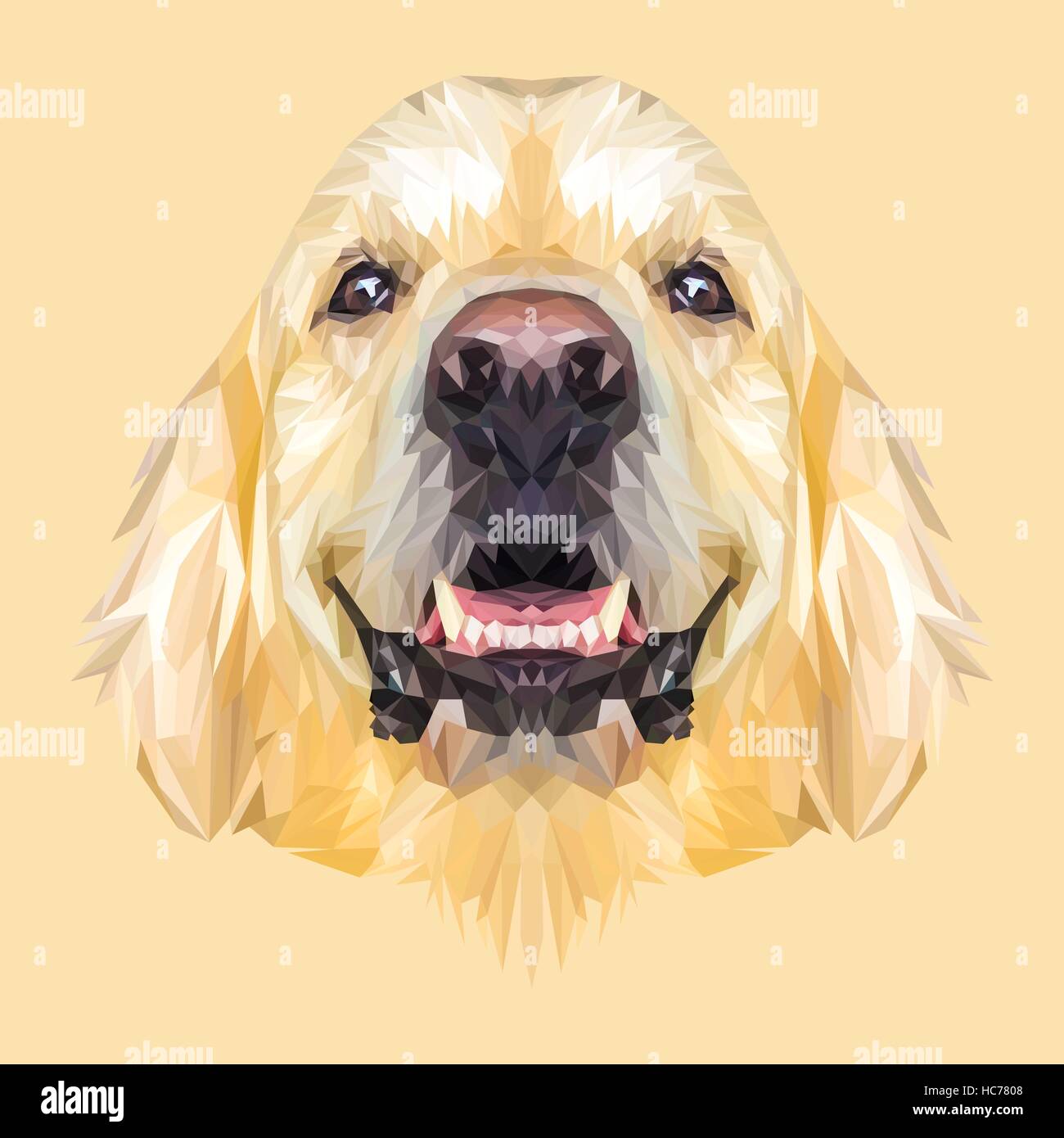 Golden Retriever dog low poly design. Triangle vector illustration Stock Vector