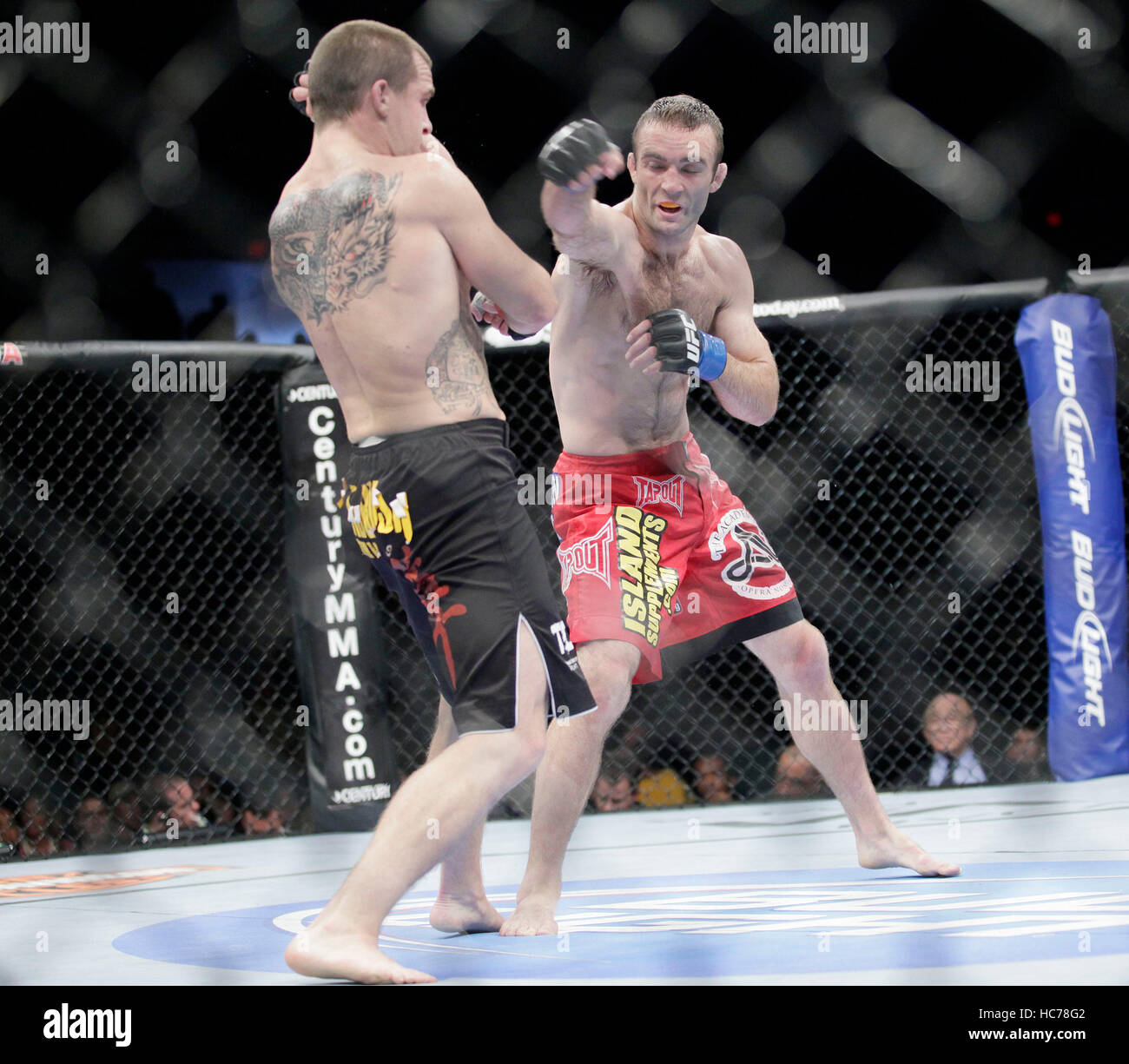 UFC fighter Paul Kelly, left, fights Jacob Volkmann at UFC-Live: Jones vs. Matyushenko at the San Diego Sports Arena on August 1, 2010, in San Diego, California. Francis Specker Stock Photo