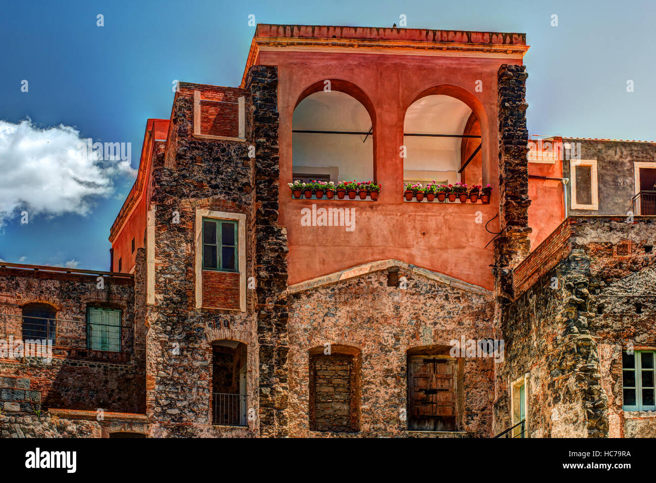 Beautiful view of colorful facades of old houses in Italy Stock Photo ...
