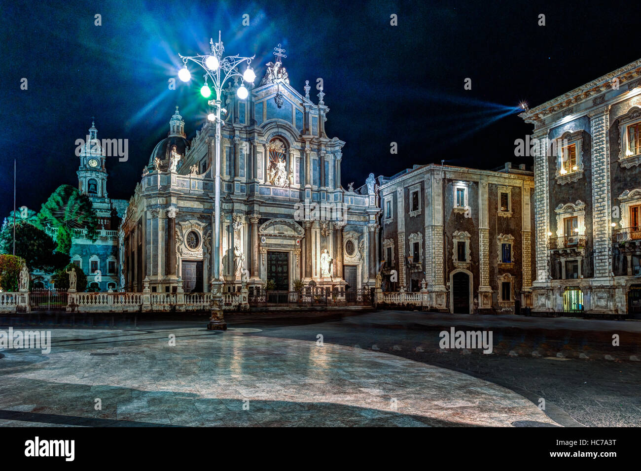 Piazza Duomo with Cathedral of Santa Agatha in Catania in Sicily, Italy