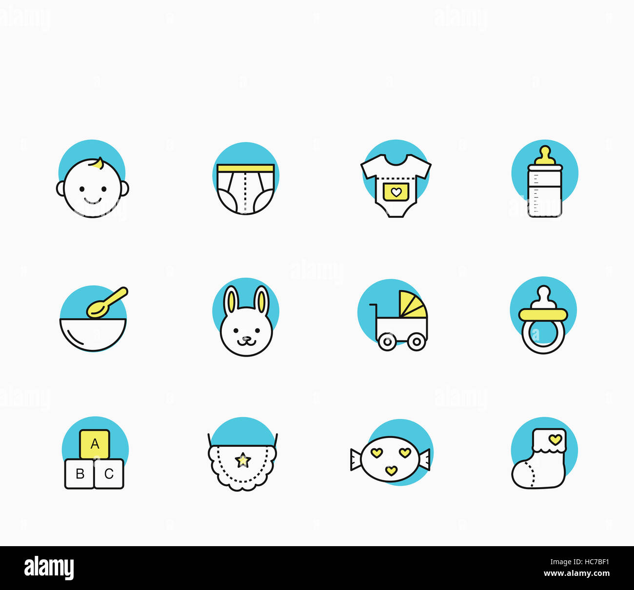 Various icons related to baby supplies Stock Photo Alamy