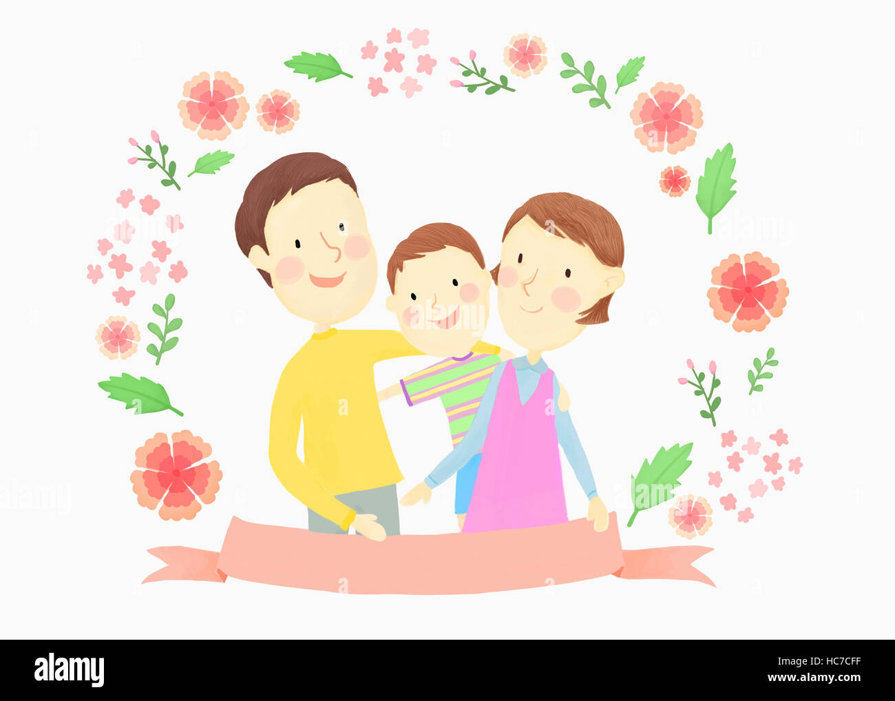 Harmonious family with carnations Stock Photo - Alamy