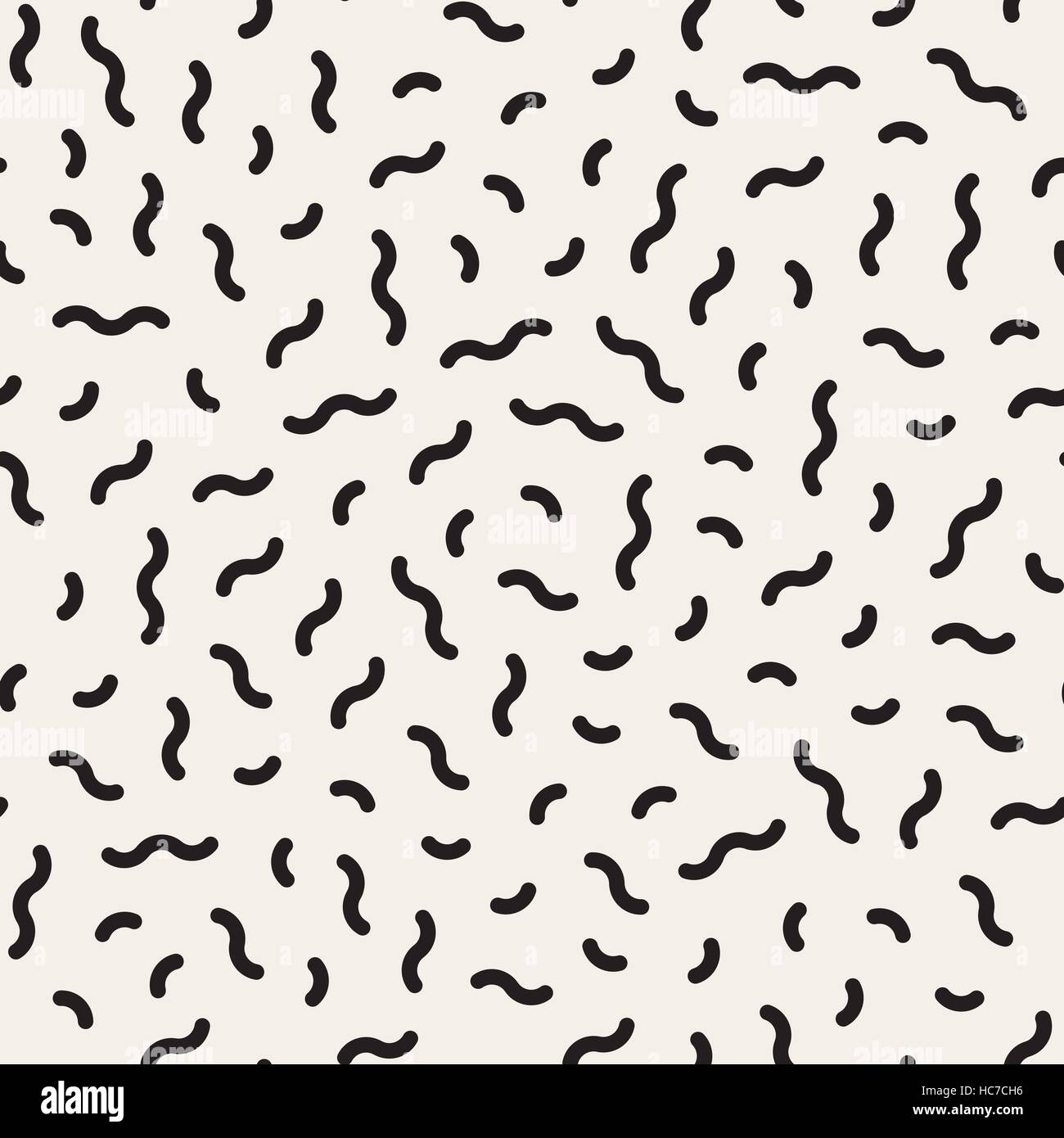Scattered Geometric Line Shapes. Vector Seamless Black and White ...
