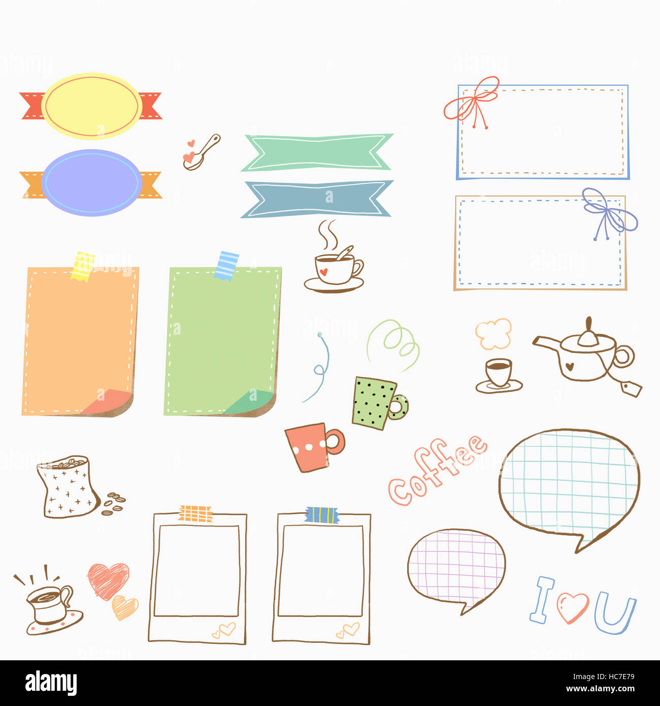 Various labels and stickers in illustration Stock Photo - Alamy