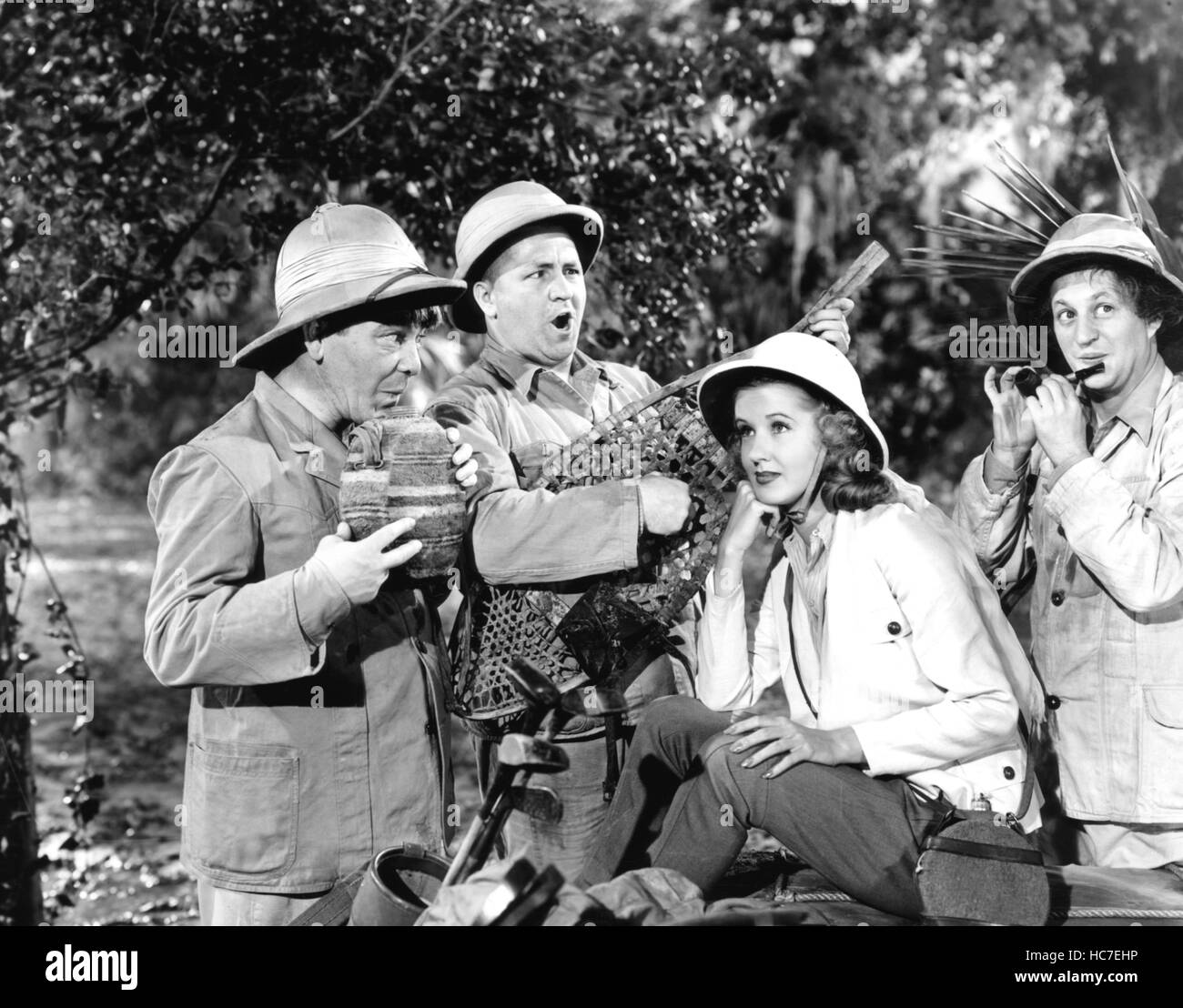 THREE MISSING LINKS, Moe Howard, Curly Howard, Jane Hamilton, Larry