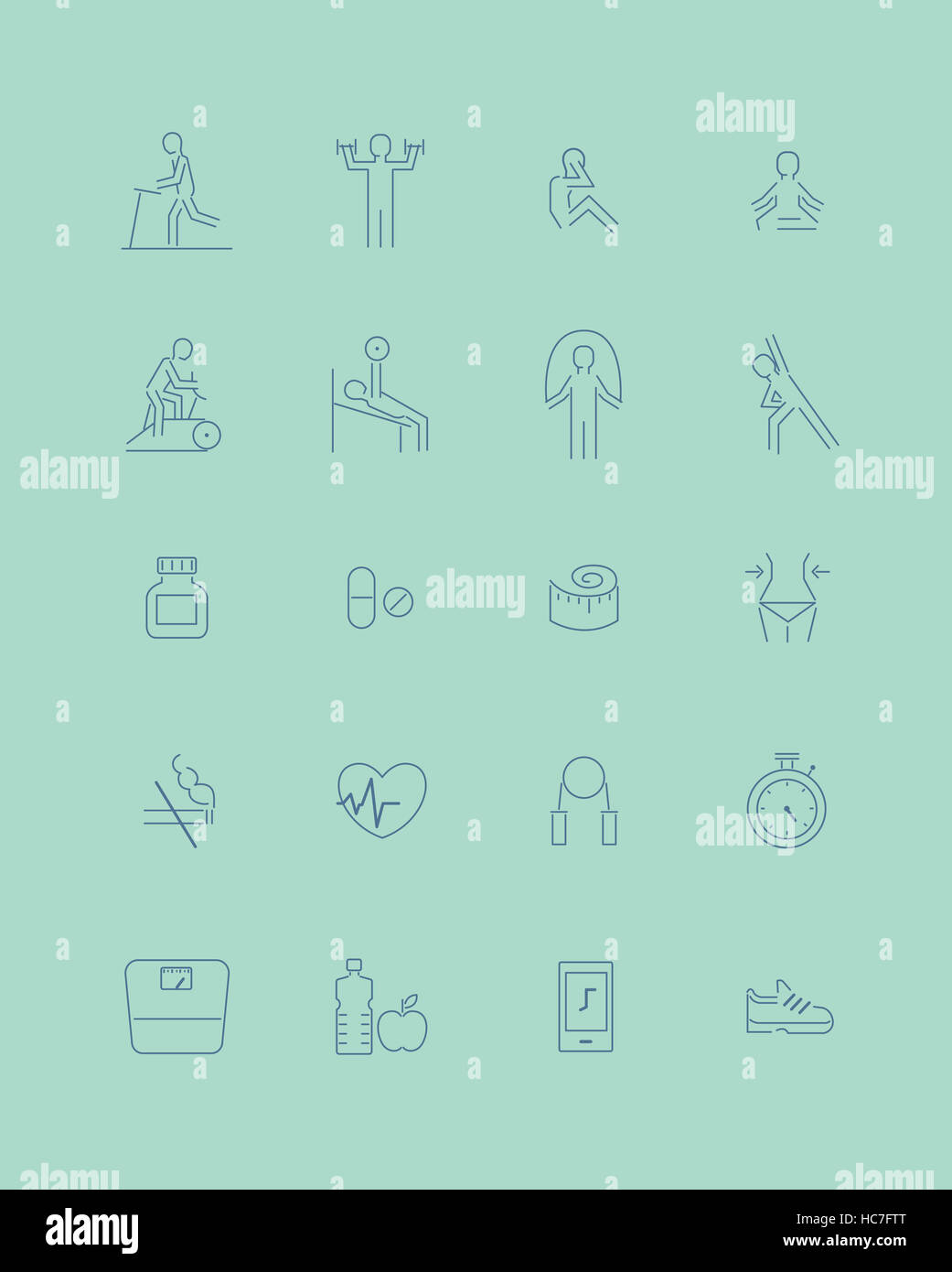 Icons related to exercise Stock Photo - Alamy