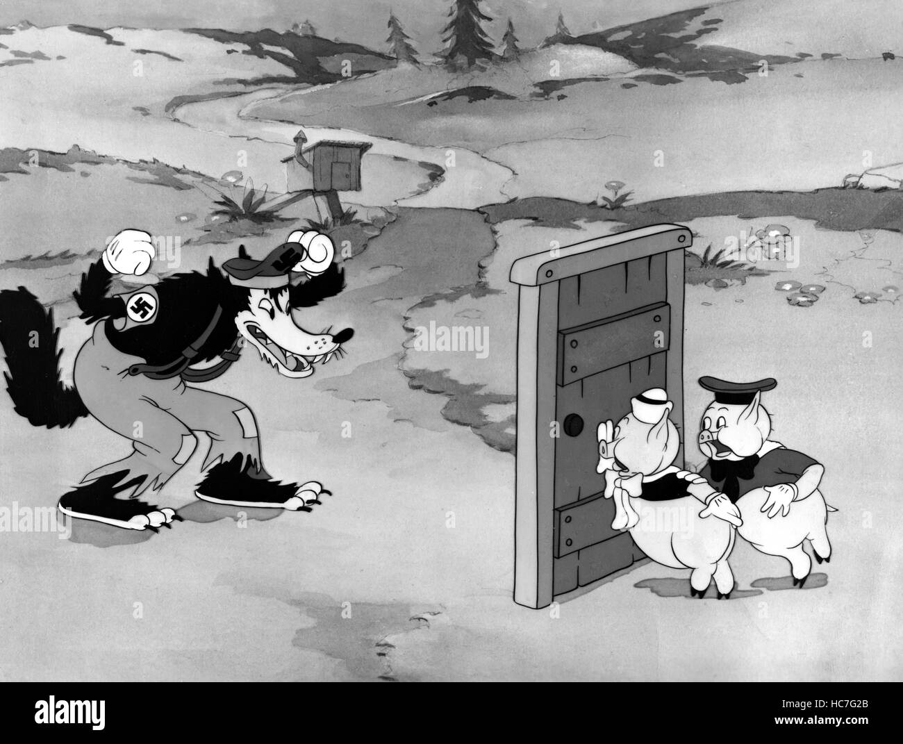 THE THRIFTY PIG, Big Bad Wolf, two of the three little pigs, 1941 Stock