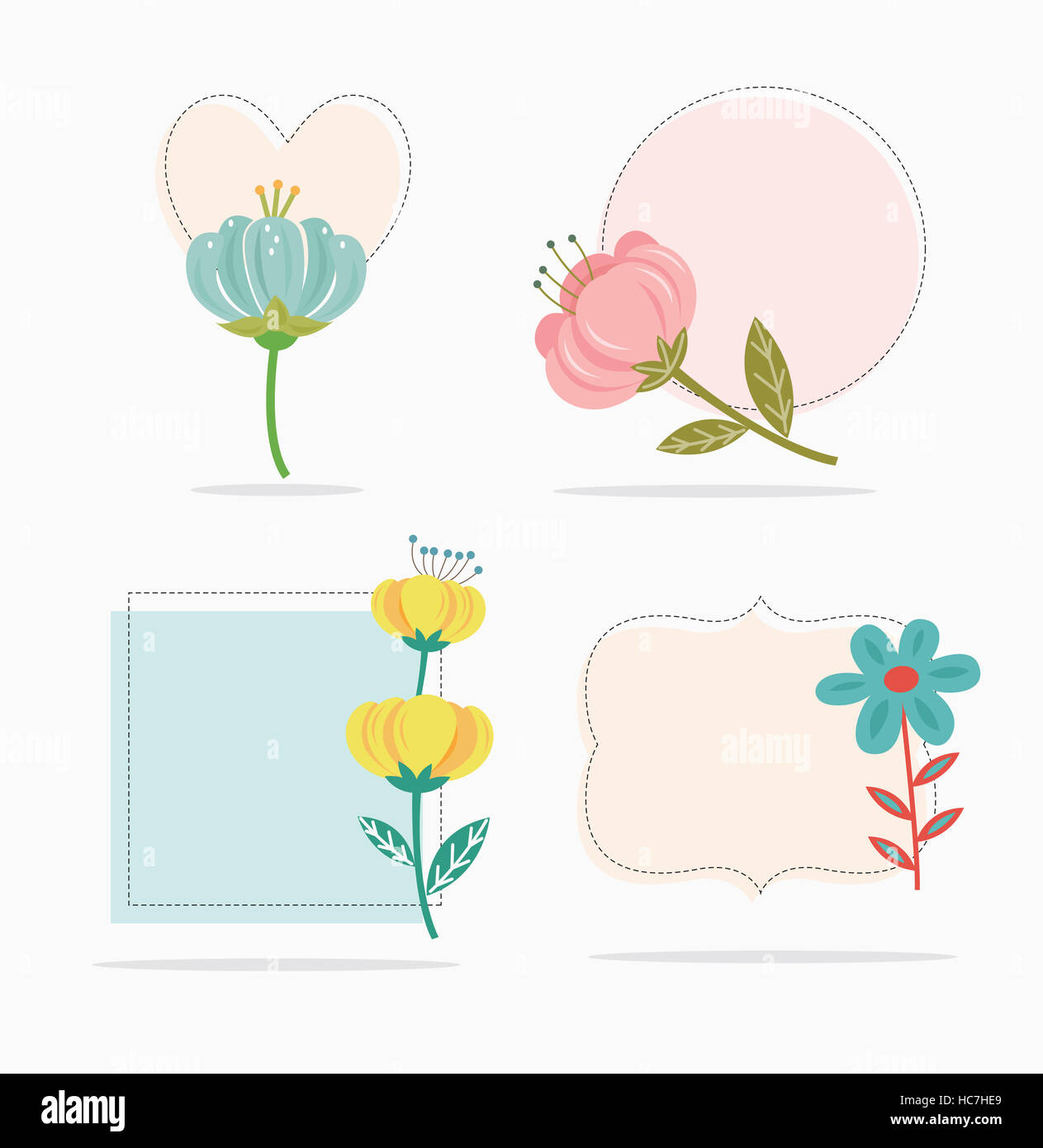 Various labels with flowers Stock Photo - Alamy