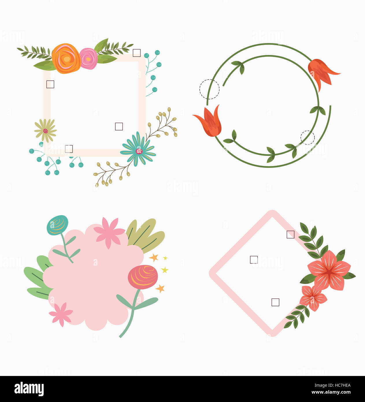 Various labels with flowers Stock Photo - Alamy