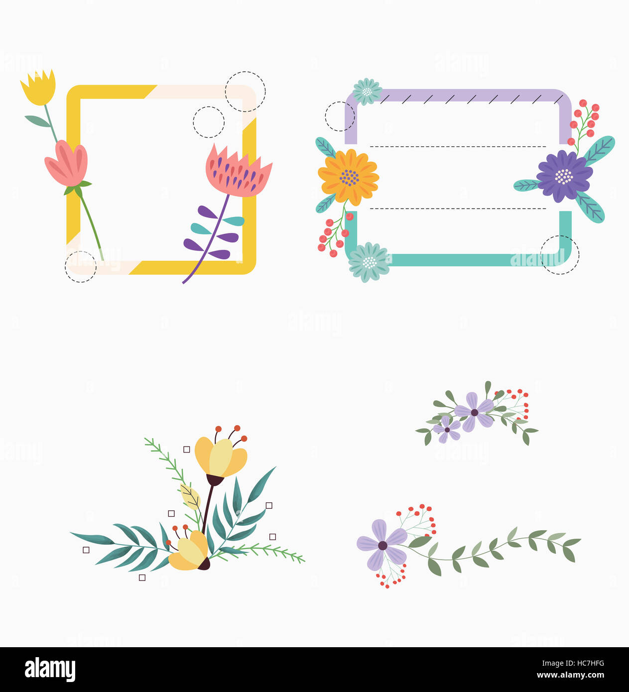 Various labels with flowers Stock Photo - Alamy