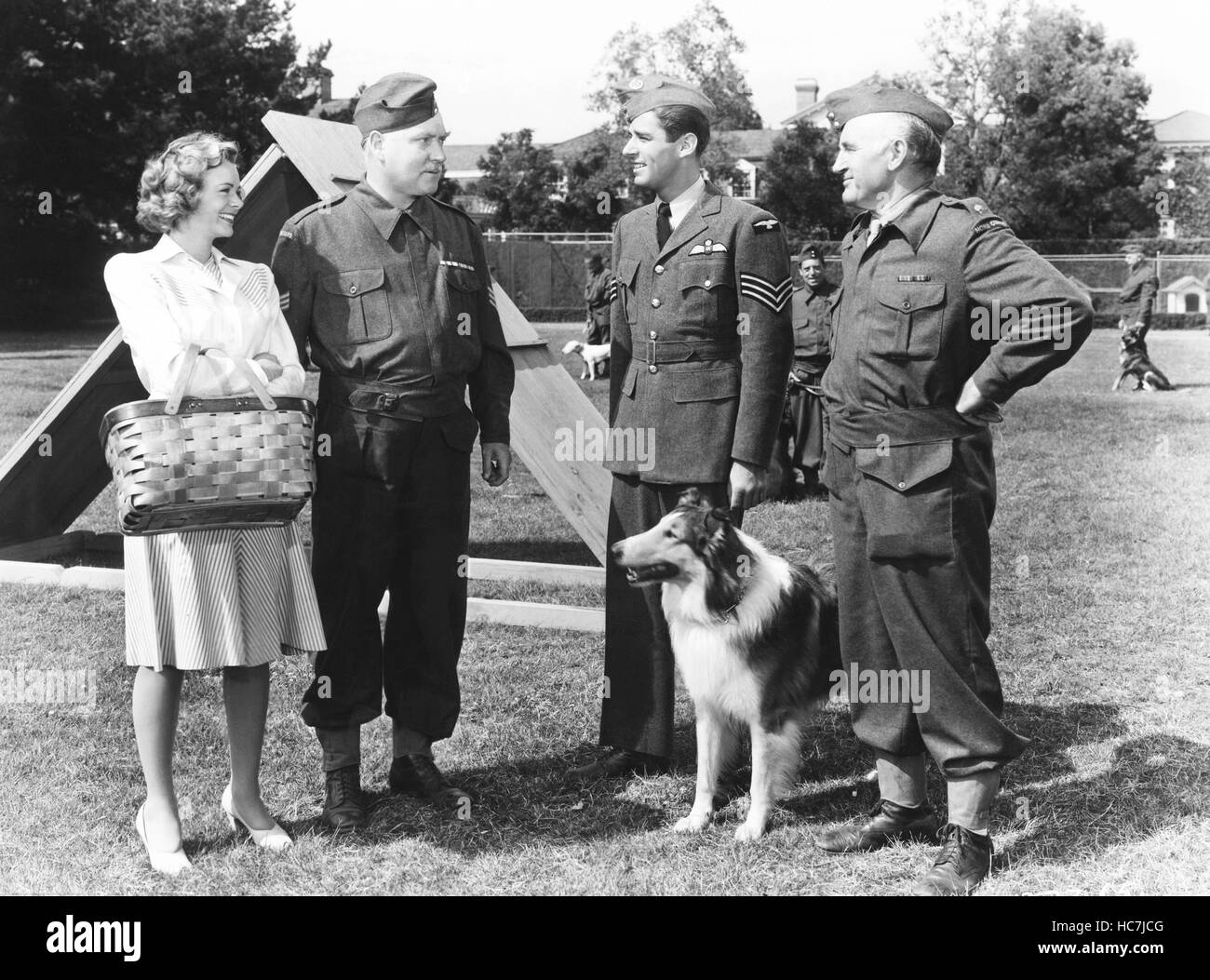 SON OF LASSIE, from left, June Lockhart, Nigel Bruce, Peter Lawford ...