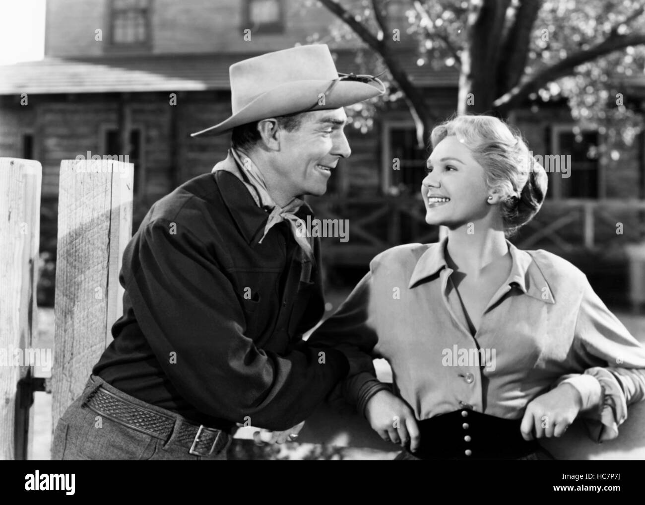 SUGARFOOT, from left Randolph Scott, Adele Jergens, 1951 Stock Photo