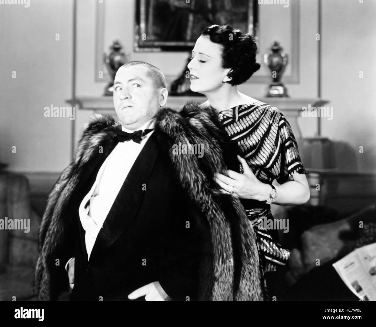 TASSELS IN THE AIR, from left Curly Howard, Bess Flowers, 1938 Stock