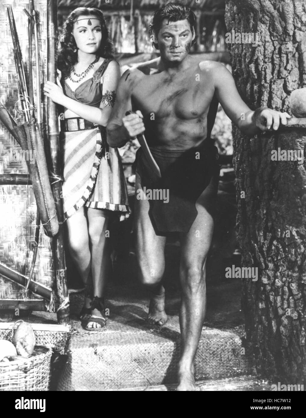 TARZAN TRIUMPHS, Frances Gifford, Johnny Weissmuller, 1943 Stock Photo ...