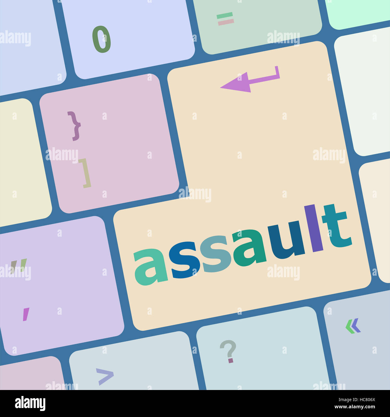 Keyboard with enter button, assault word on it Stock Photo - Alamy