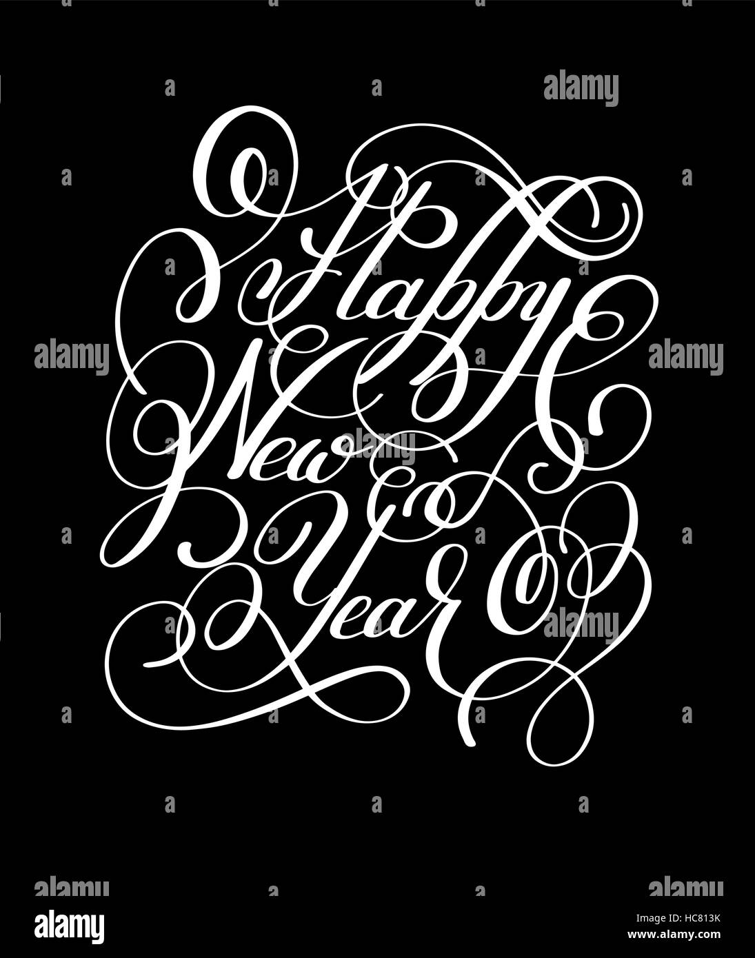 Happy New Year hand lettering congratulate inscription, Christma Stock Vector