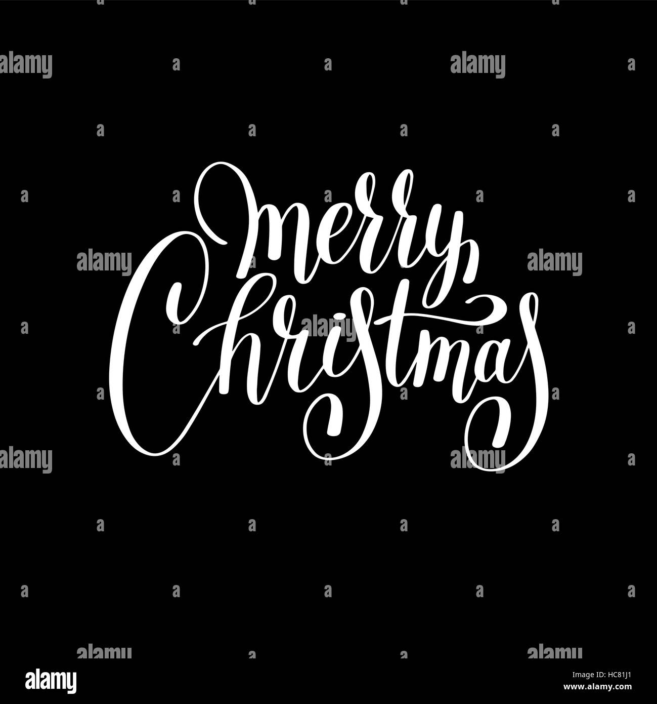 merry christmas black and white handwritten lettering inscriptio Stock ...