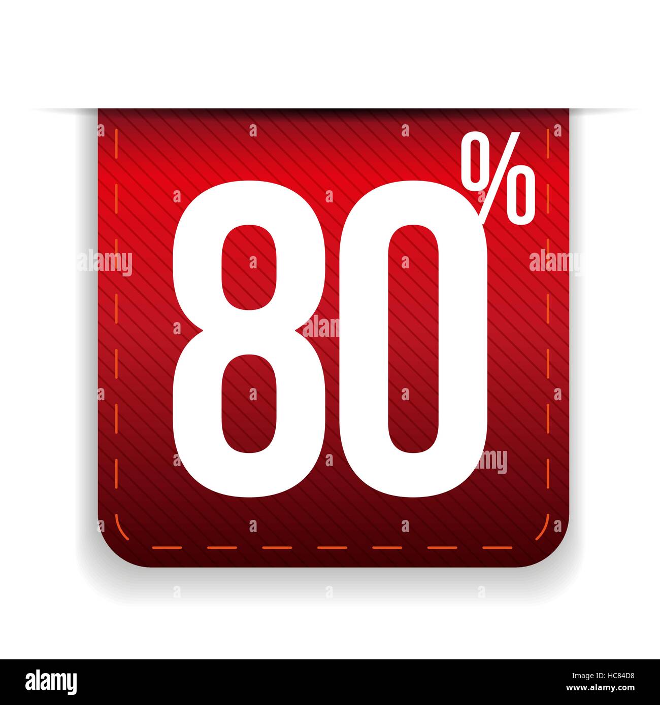 Eighty percent off ribbon red Stock Vector