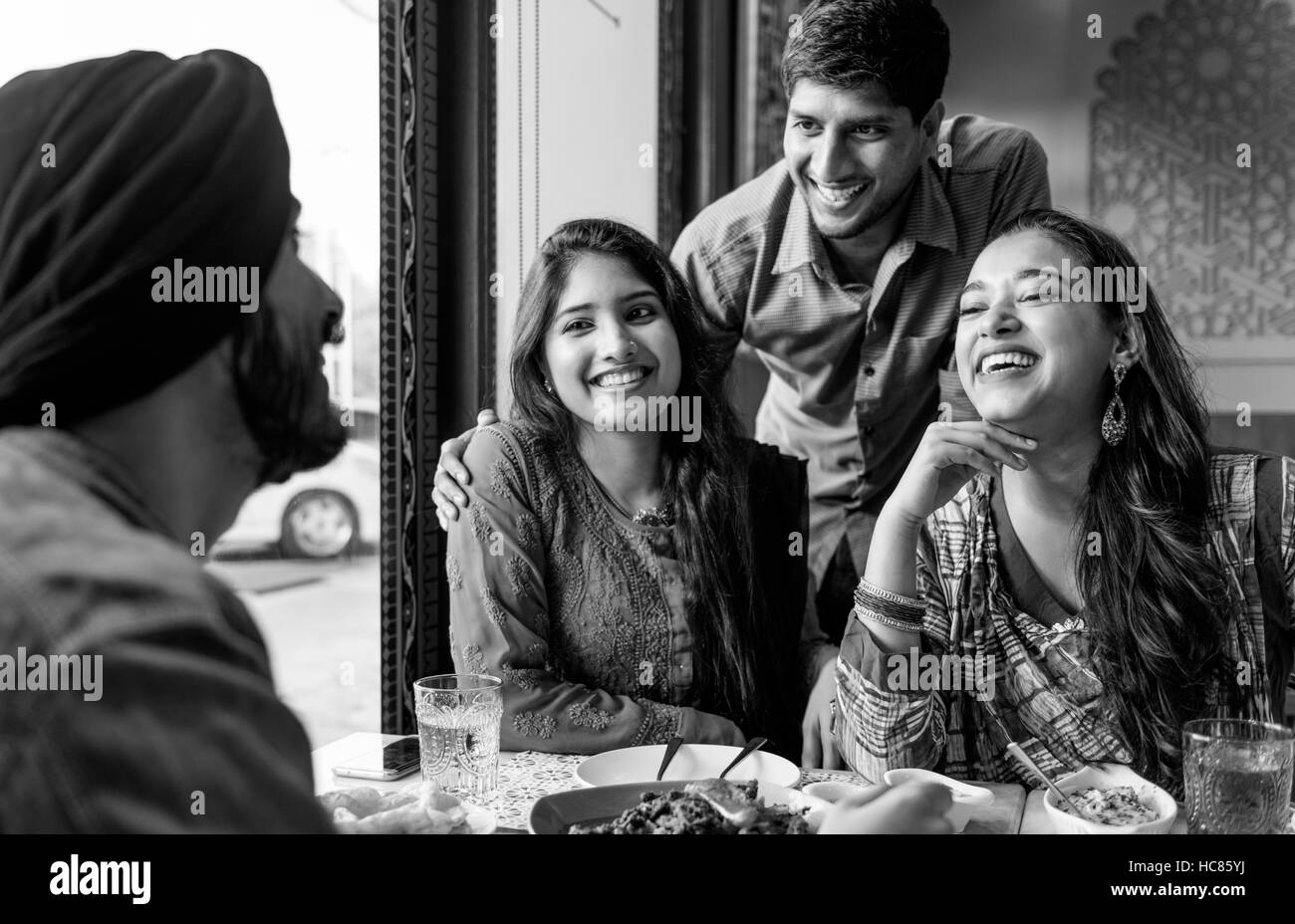 Indian Community Eating Restaurant Dining Concept Stock Photo