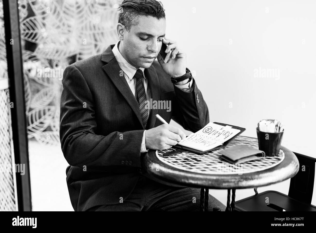 Business Man Calling Mobile Phone Concept Stock Photo