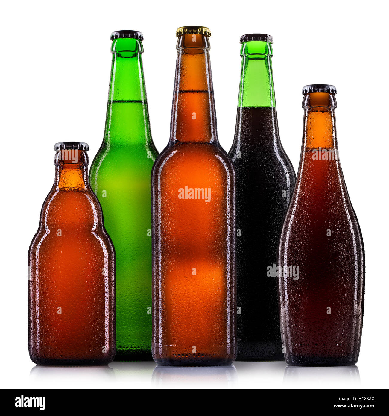 Set of beer bottles isolated Stock Photo Alamy