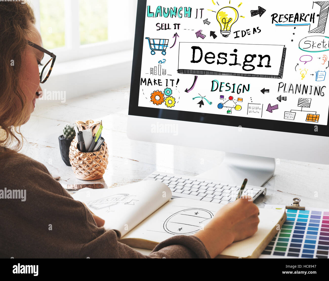Design Creative Ideas Objective Planning Sketch Concept Stock Photo - Alamy